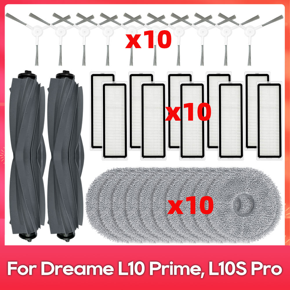 Совместимо с ( Dreame L10 Prime, RLL11GC, L10S Pro, L10 Pro, Xiaomi S10+ ): аксессуары, ролик, боковая щётка, фильтр, ткань для мытья пола.
