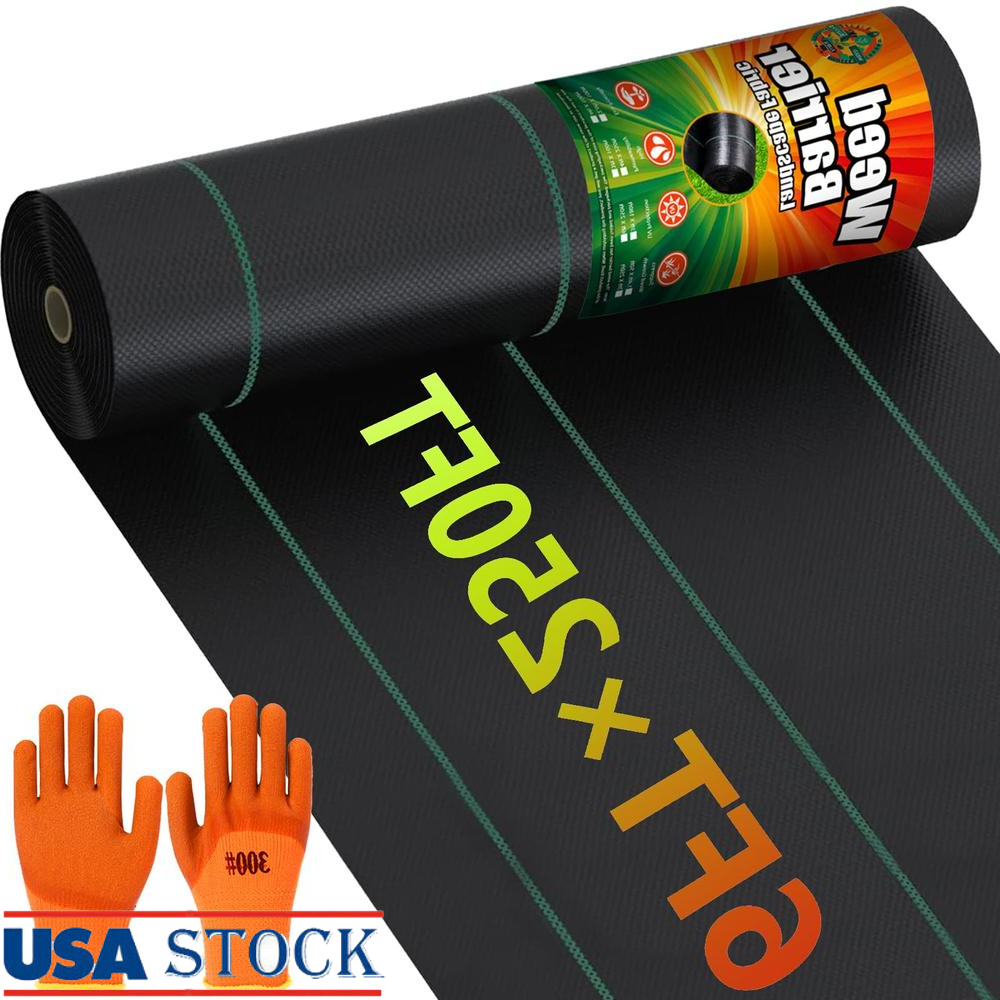 Heavy Duty Weed Barrier Landscape Fabric 6ft x 250ft Durable Geotextile Garden Control Mat