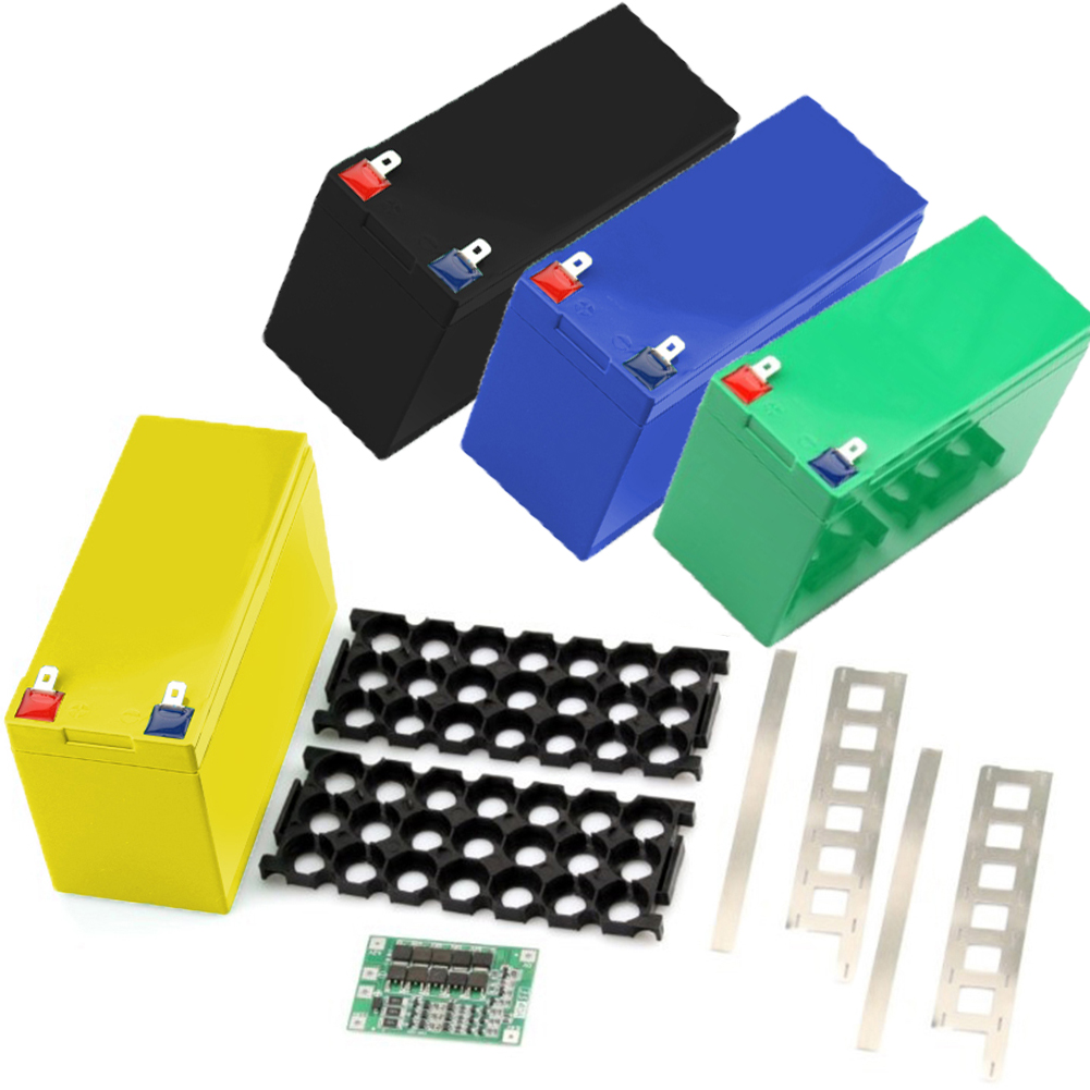12v 7ah bateria caso titular caber 18650 células 3*7 bms tira de níquel caixa armazenamento plástico para diy bateria organizador ferramentas elétricas