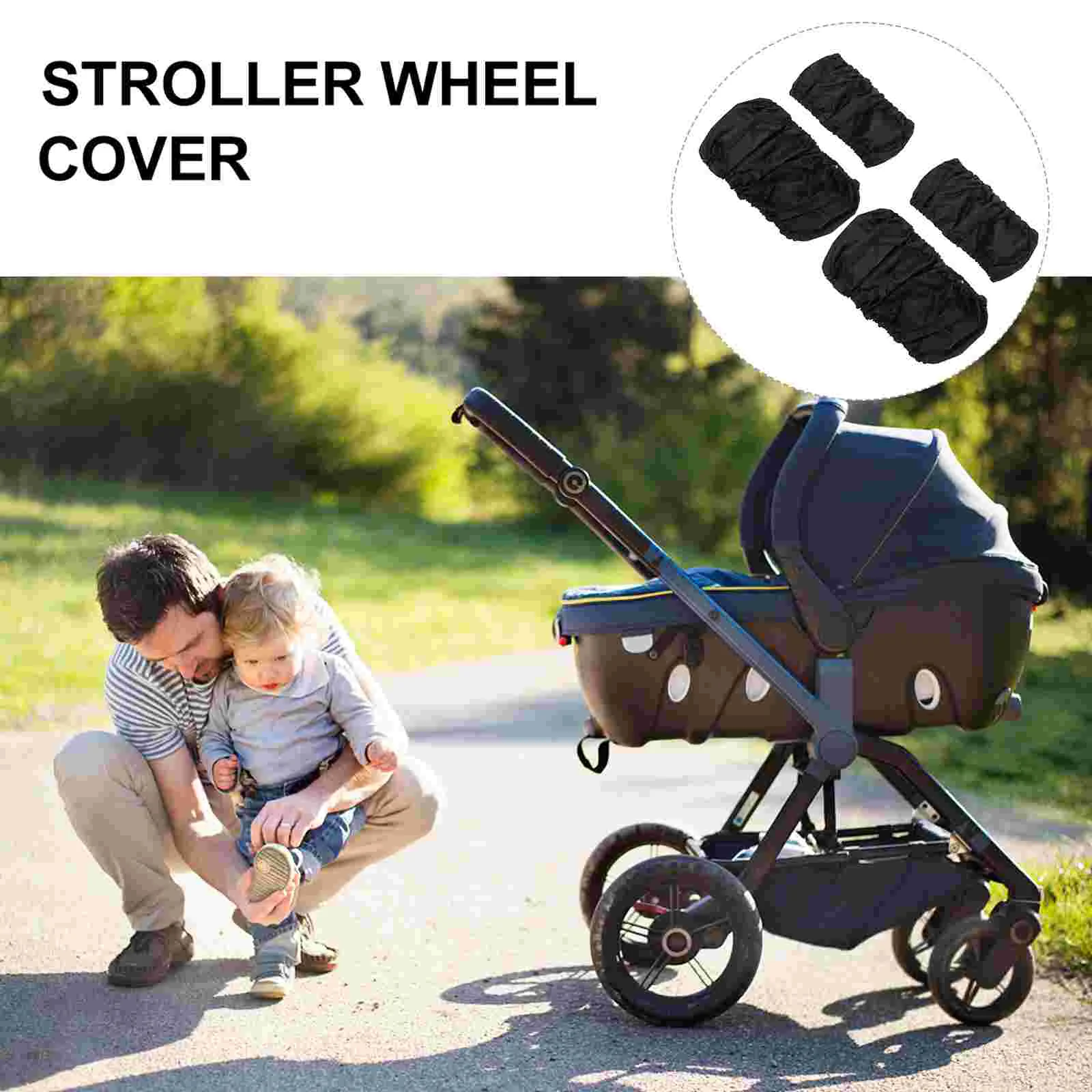 4 ชิ้นฝาครอบล้ออุปกรณ์เสริมรถเข็นเด็กยางอุปกรณ์เสริมรถเข็น Protector Universal