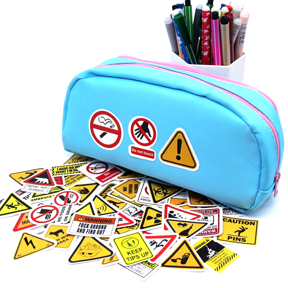 10/50/100PCS Warnung Muster Zeichen Aufkleber Pack DIY Skateboard Motorrad Koffer Schreibwaren Aufkleber Dekor Telefon Laptop spielzeug