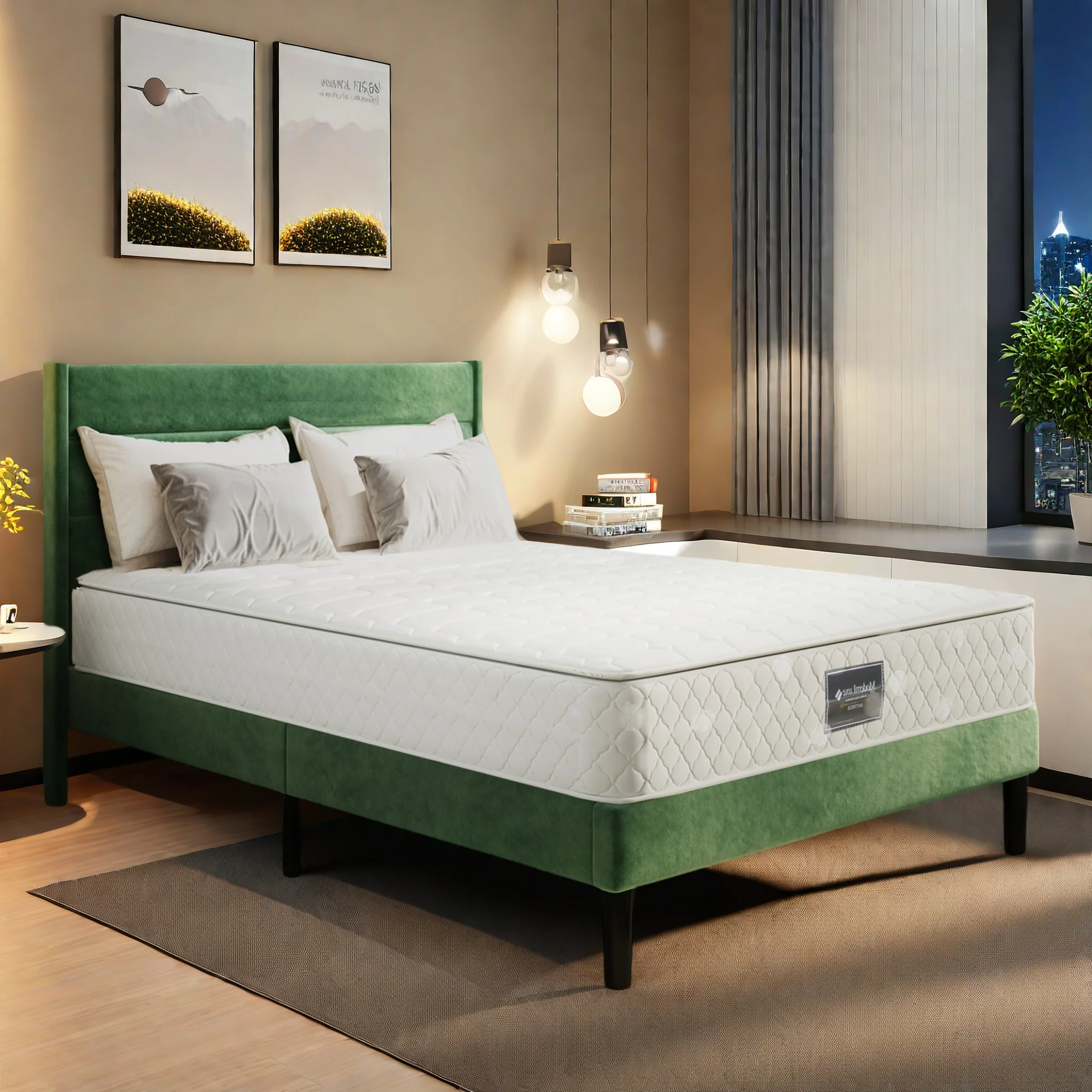 Colchón de muelles Anajqaqia de 160x200 cm, espuma fría de 7 zonas, con dureza H3, certificado Oeko-Tex, funda de microfibra acolchada, grosor de 25 cm