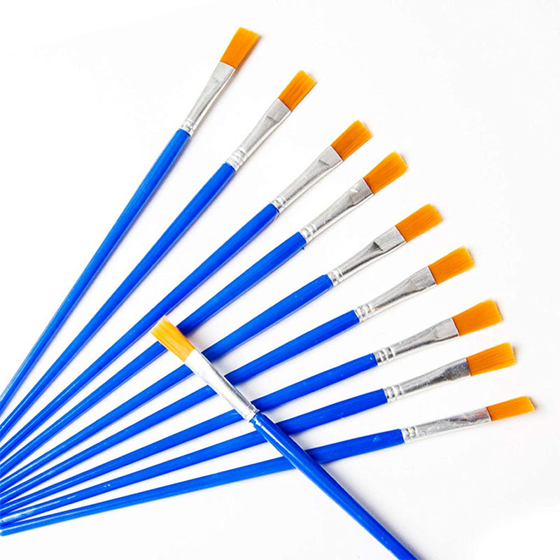 어린이를위한 10pcs DIY 아티스트 페인트 브러쉬 라운드 플랫 미니어처 나일론 헤어 아크릴 수채화 구 아슈 아트 키트
