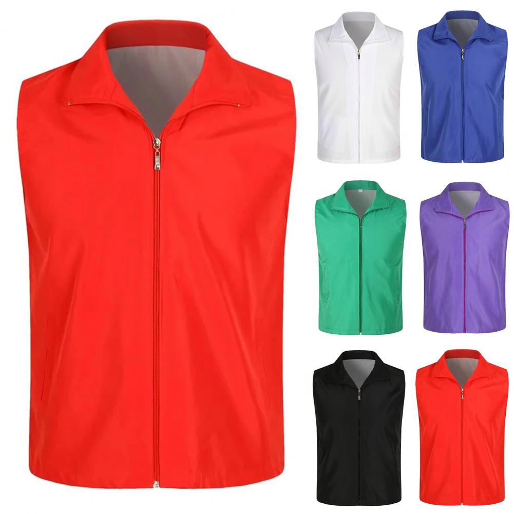 Mesh Voering Vrijwilligersvest Felle Kleur Slim Fit Mouwloos Werk Gilet Rits Plakkaat Unisex Gilet Vrouwen Mannen Werk Vest