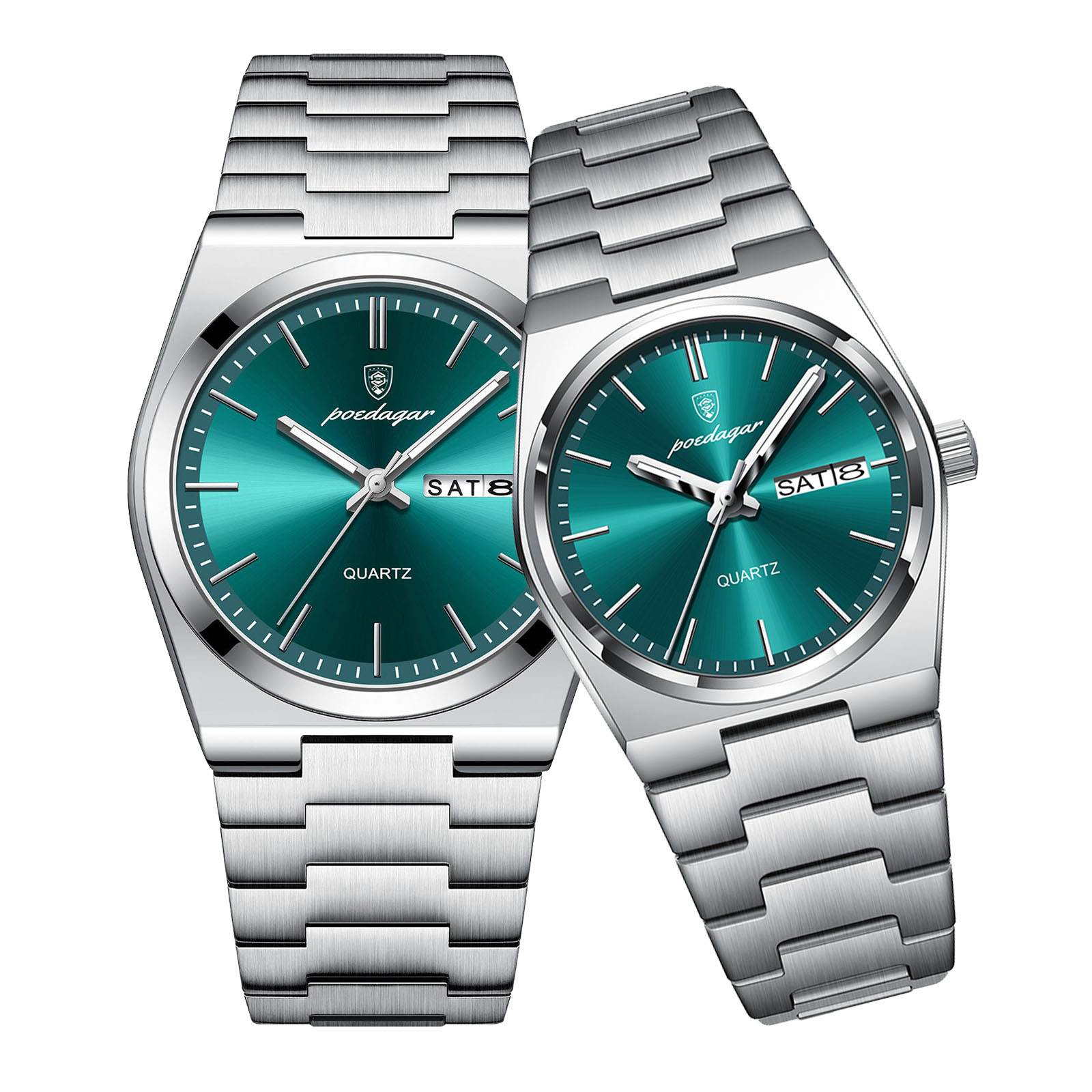 POEDAGAR, relojes de pareja a la moda, reloj de cuarzo Original de tendencia Simple para amantes, reloj de pulsera luminoso resistente al agua con fecha y semana, San Valentín