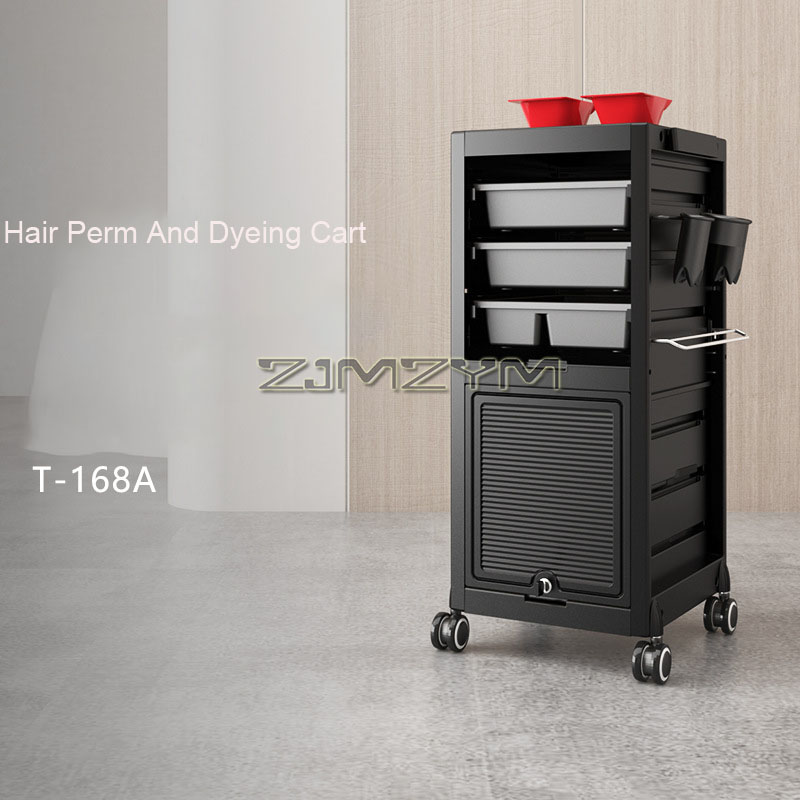 Lockable Salon Trolley Cart Tool Organizer with Locks for Hair Stylist Stations Black Rolling Tool Cart Security Hairdresser