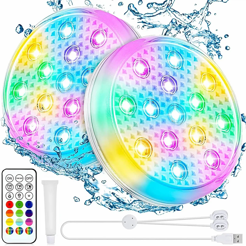Luces de piscina sumergibles subacuáticas recargables con control remoto IP68 luces flotantes Led que cambian de Color impermeables para baño de hidromasaje