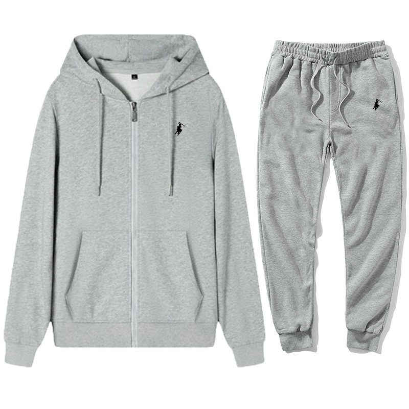 Sudadera con capucha y cremallera para hombre, ropa deportiva informal de moda, conjunto de Top y pantalones bordados de Color sólido, ropa deportiva de marca de alta gama, Otoño/Invierno 2024