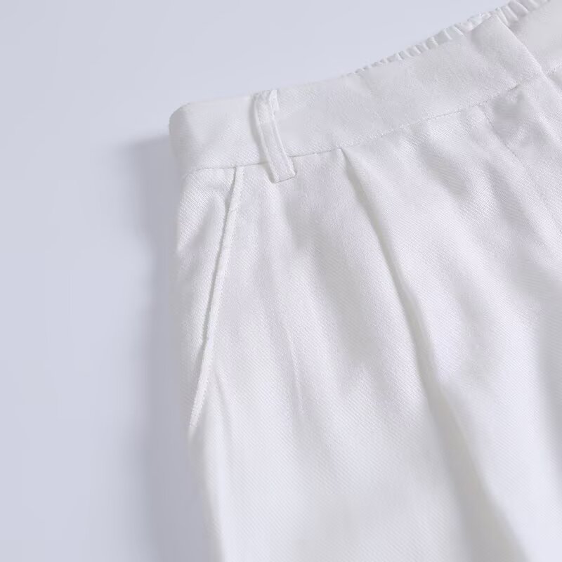 Tangada 2025 Women Summer Linen Viscose Pants Trousers Female Elegant Quality Pants 4C0161