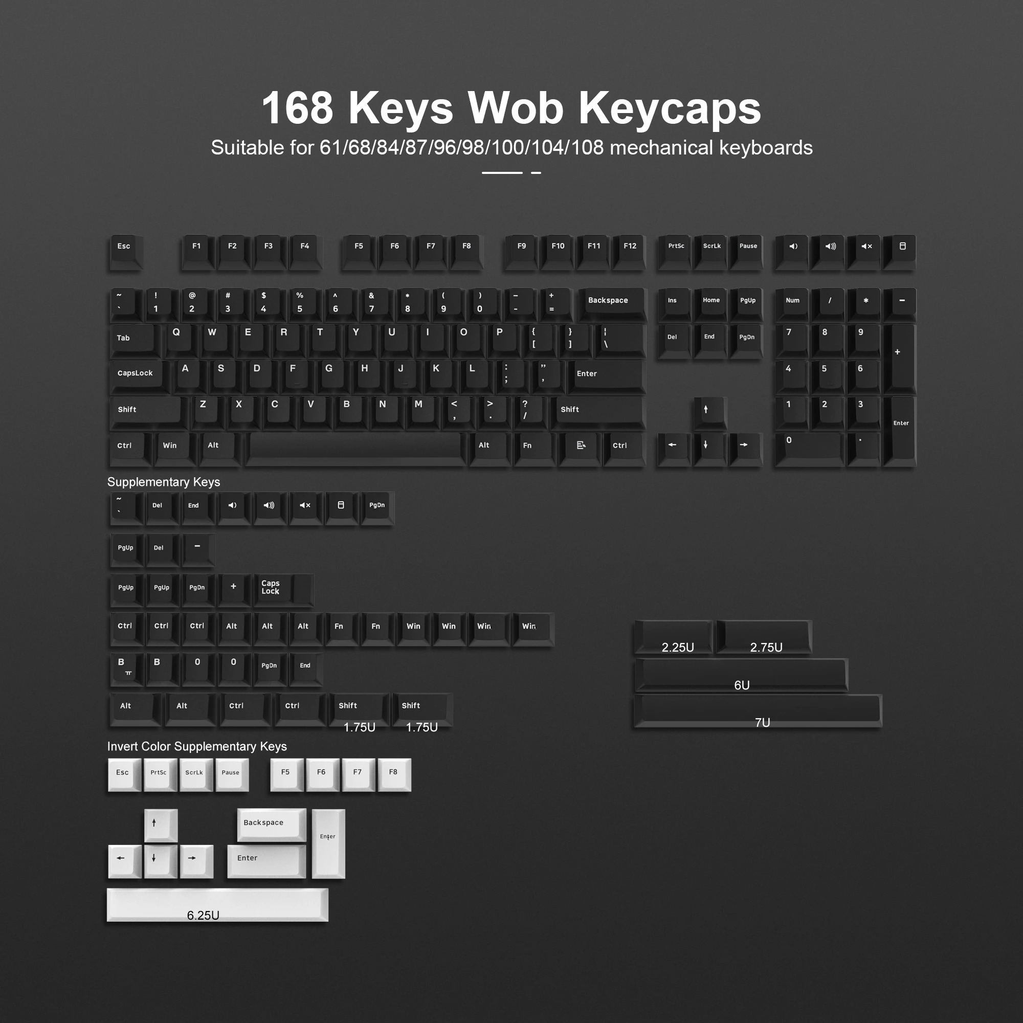 168 клавиш Double Shot PBT Keycap Custom WOB Keycap Cherry Profile Keyboard Keycaps для переключателей Cherry Gateron MX Игровая клавиатура