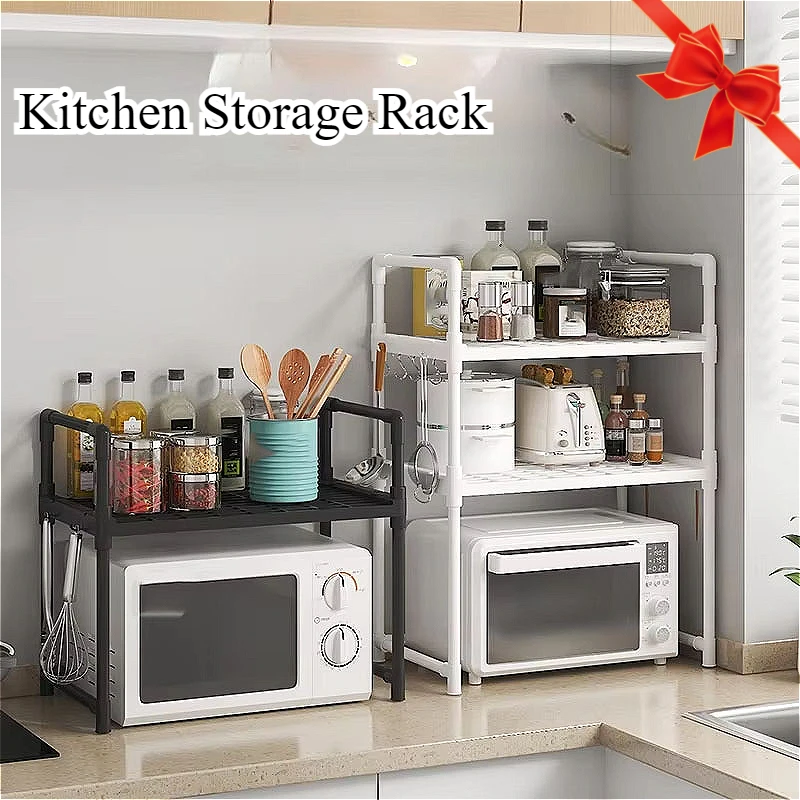 Estante de almacenamiento de cocina, estante para microondas, organizador de condimentos, estantes de almacenamiento simples multicapa para encimera, accesorios de cocina