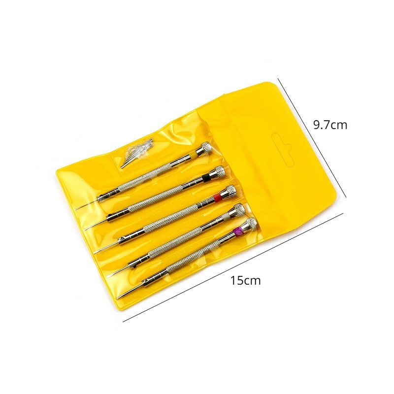 0.8-1.6mm Steel Screwdriver for Watch Repairing Portable Watch Tools Band Removal with Mini Link Pins Watchmaker Tools 5pcs/set