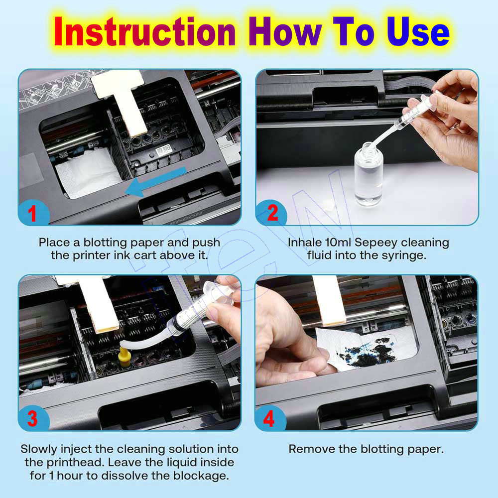 Kit de limpeza de cabeça de impressora jato de tinta 100ml, compatível com epson hp brother canon bico e limpador de cabeça de impressão para limpeza de cabeça de impressoras