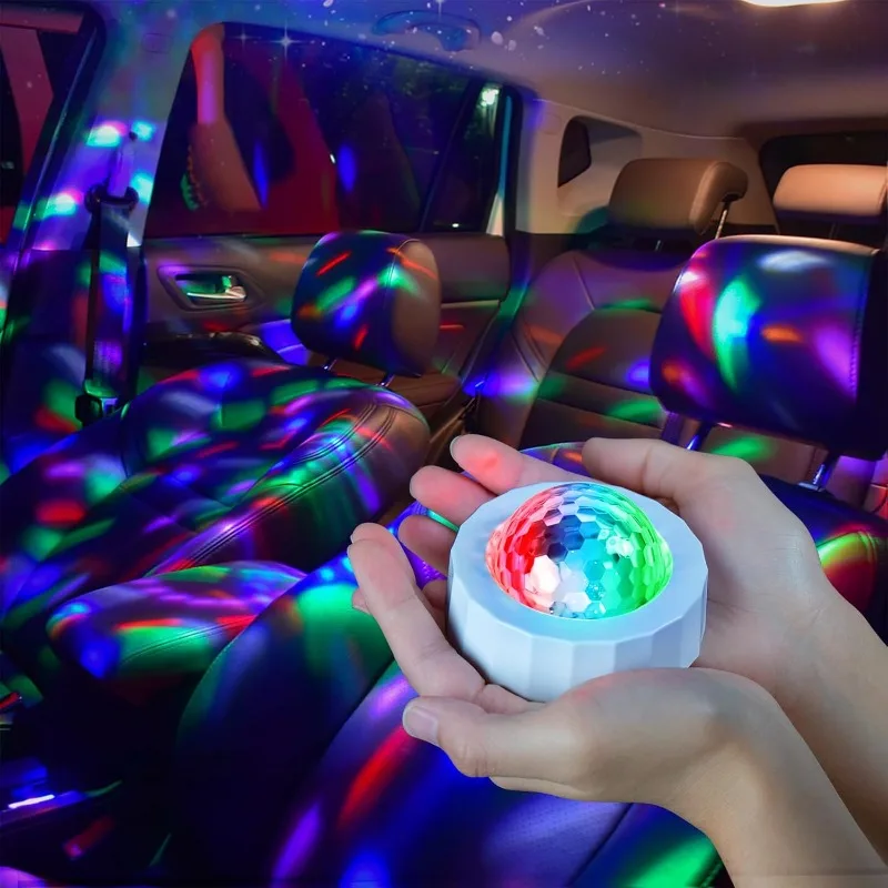 Mini Disco Car Disco Ball, Bateria Recarregável, Música, Som Ativado, Multicolor, Luzes Dentro De Seu Carro