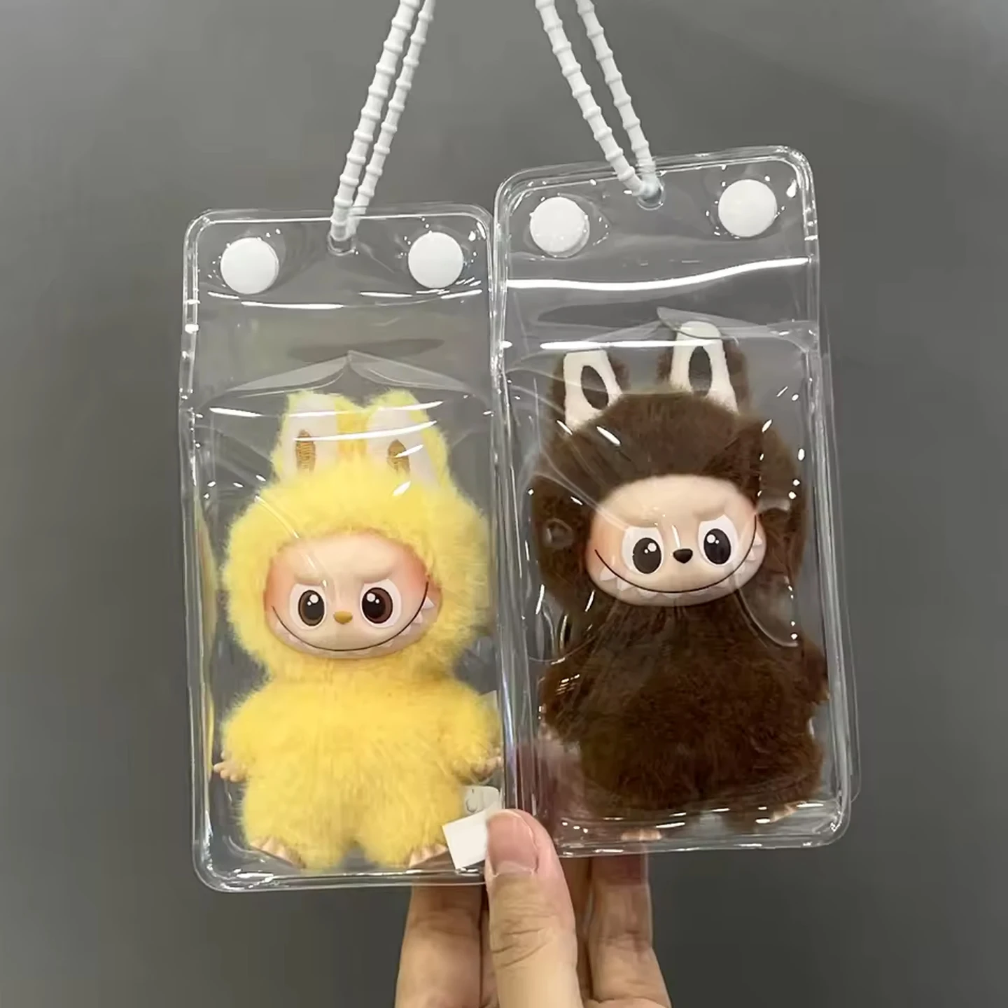Transparent Protector For Labubu V4 Series Dolls Protective Case Dustproof Cover Organizer Box For Labubu Doll Accessories Bag