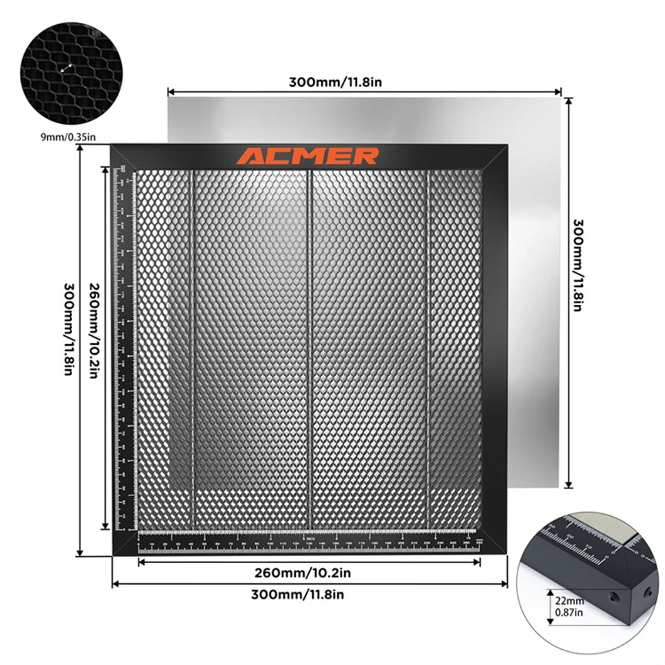 ACMER Laser Cutting Honeycomb Working Table 300x300/330x330/400x400/440x440x22mm