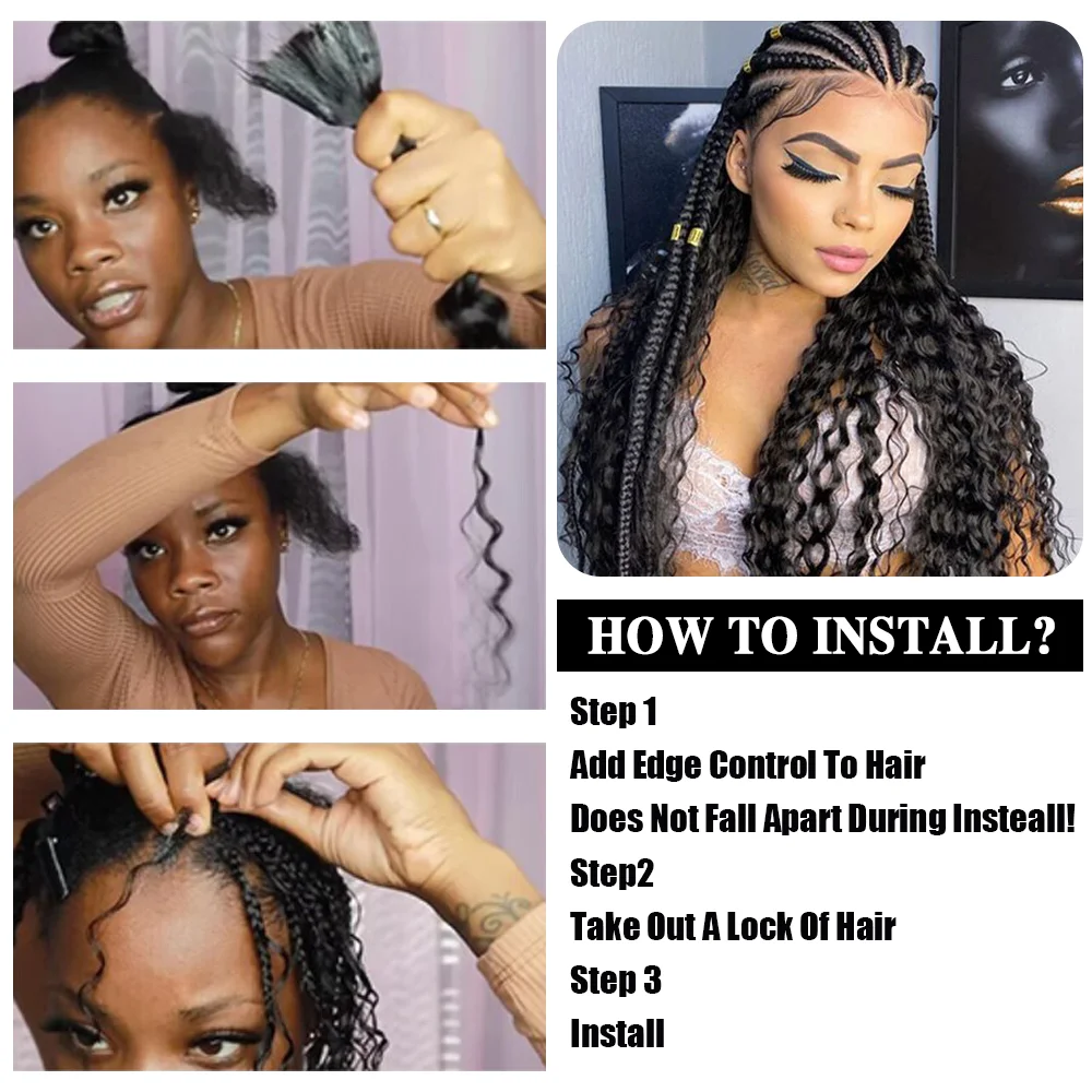 Boho Braids용 인간 머리카락 2개 묶음, 14인치 100G 10A 브라질 버진 딥 웨이브 벌크 인간 머리카락 땋기용