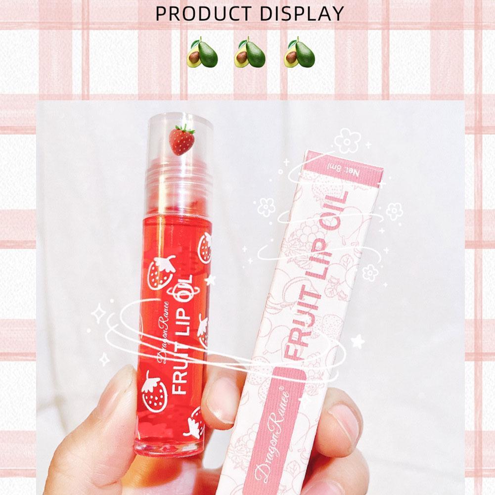 Random Color Lip Oil Rollerball Moisturizing Nourishing Lip Gloss Liquid Hydrating Lip Balm Transparent Fruit Avocado Lip Oil