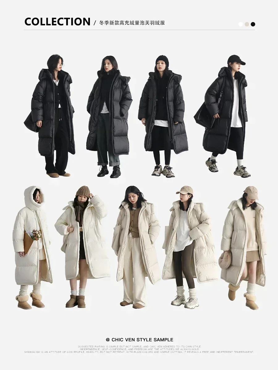 CHIC VEN Frauen Lange Daunenmäntel Süchtig Lose Neue Feste Frau Daunenjacke Dicke Weiche Warme Weibliche Mantel Herbst Winter 2023
