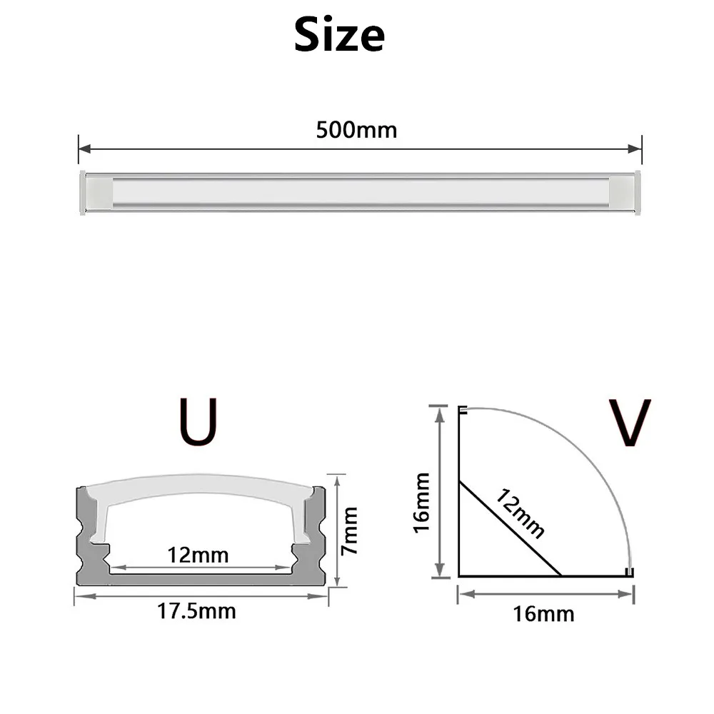 1-35 unids/lote 50cm Perfil Aluminio Led esquina perfil de aluminio soporte de canal para tira de luz LED barra gabinete lámpara cocina armario