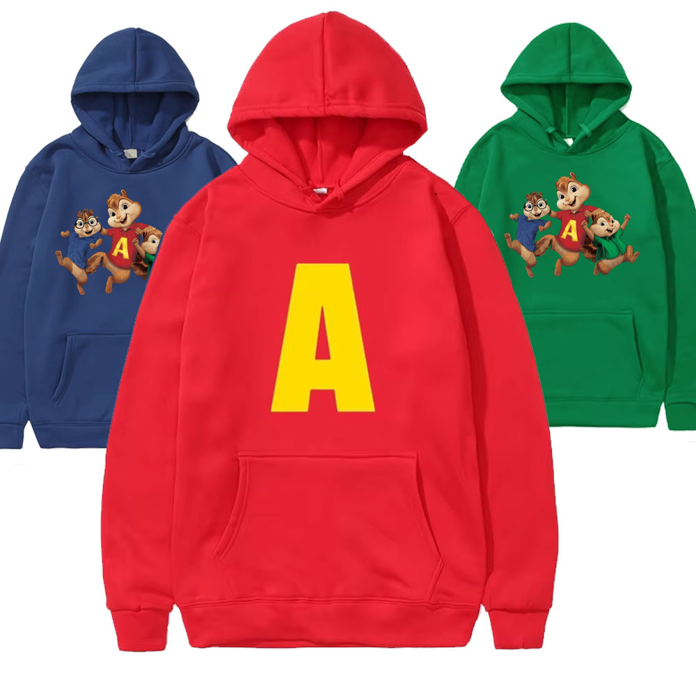 Alvin und die Chipmunks 2025, modisch, Unisex, lässig, Sportbekleidung, Herren-Kapuzenpullover, Alvin Chipmunk, Halloween-Kostüm, Damen-Pullover-Oberteile