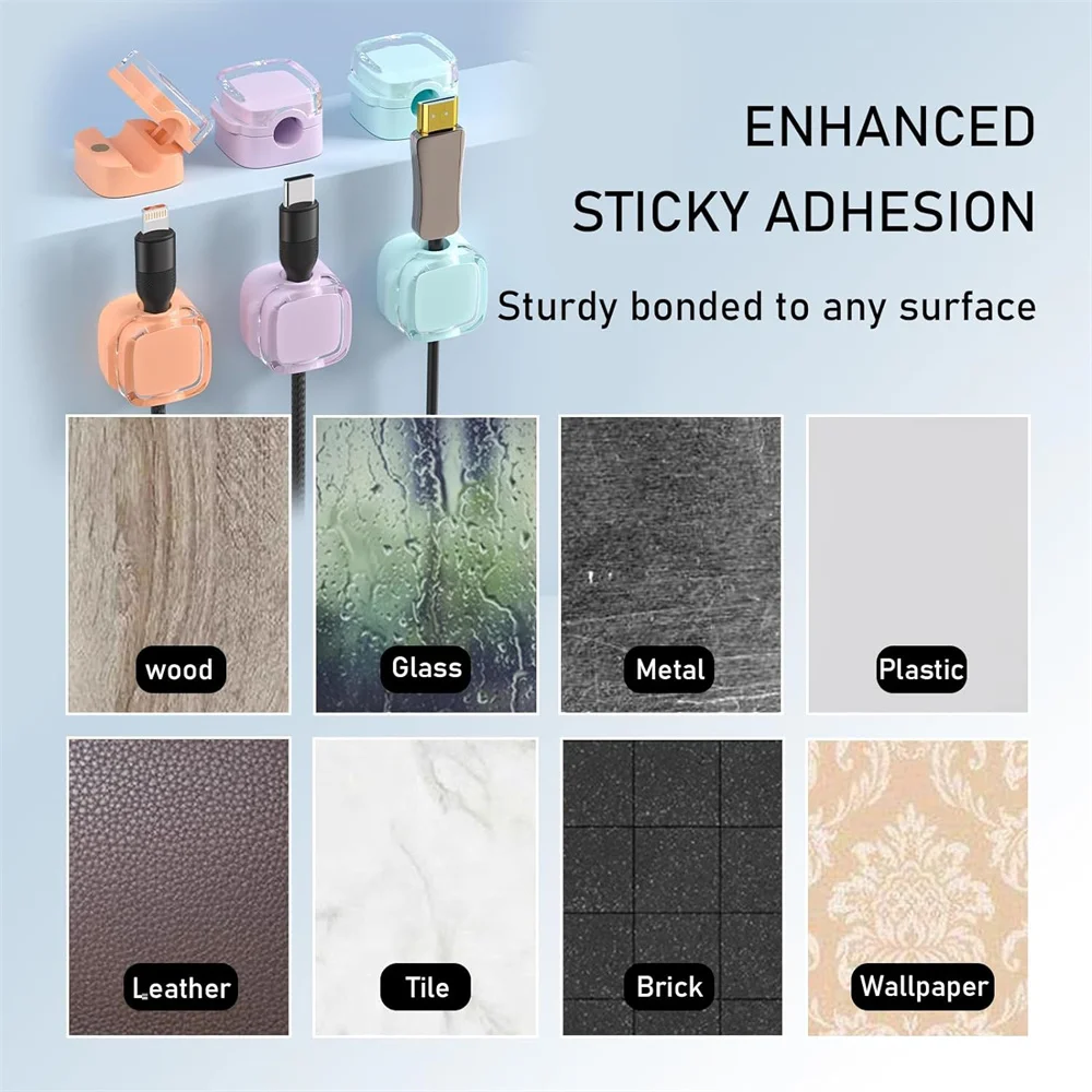 Transparent multi-color data cable fixed hook adhesive magnetic cable organizer