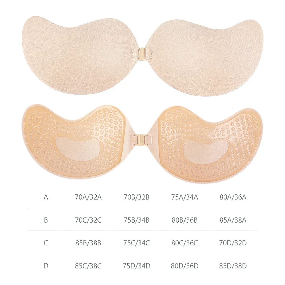 Sujetador Invisible de realce para mujer, sujetador sin tirantes con espalda descubierta, Bralette con cierre frontal sin costuras, ropa interior, almohadilla de sujetador autoadhesiva de silicona