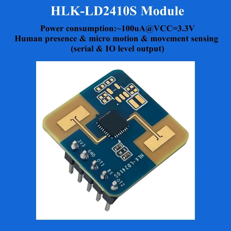 24GHz HLK-LD2410S Radar Sensor 0.1mA 3.3V Low power consumption Millimeter Wave Human Presence Detection Motion Switch LD2410S