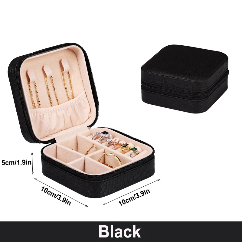 Wunionup Mini custodia da viaggio portatile per gioielli Scatola portaoggetti in pelle PU Portaoggetti per gioielli per ragazze Orecchini, collane da donna