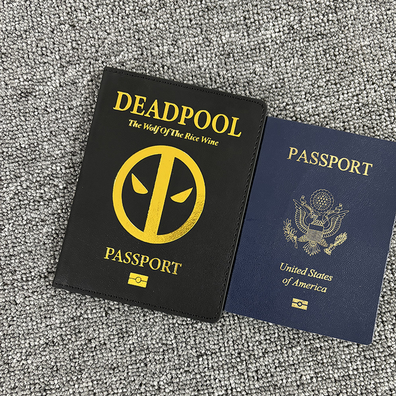 旅行財布マーベルコミックデッドプールパスポートホルダー Pu レザー女性男性パスポートカバーケースカード ID ホルダー
