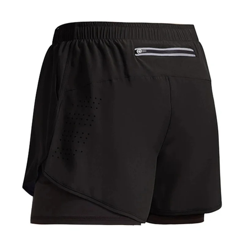 Pantalones cortos para correr para hombre, pantalones cortos deportivos de secado rápido con ventilación de doble capa, nuevos pantalones cortos deportivos para entrenamiento y culturismo