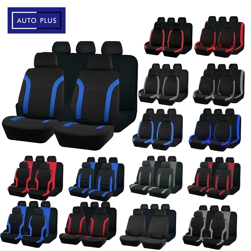 AUTO PLUS Sport uniwersalny poliestrowy pokrowiec na fotel samochodowy zestaw Fit większość samochodów zwykły materiał Bicolor stylowy samochód akcesoria siedziska Protector