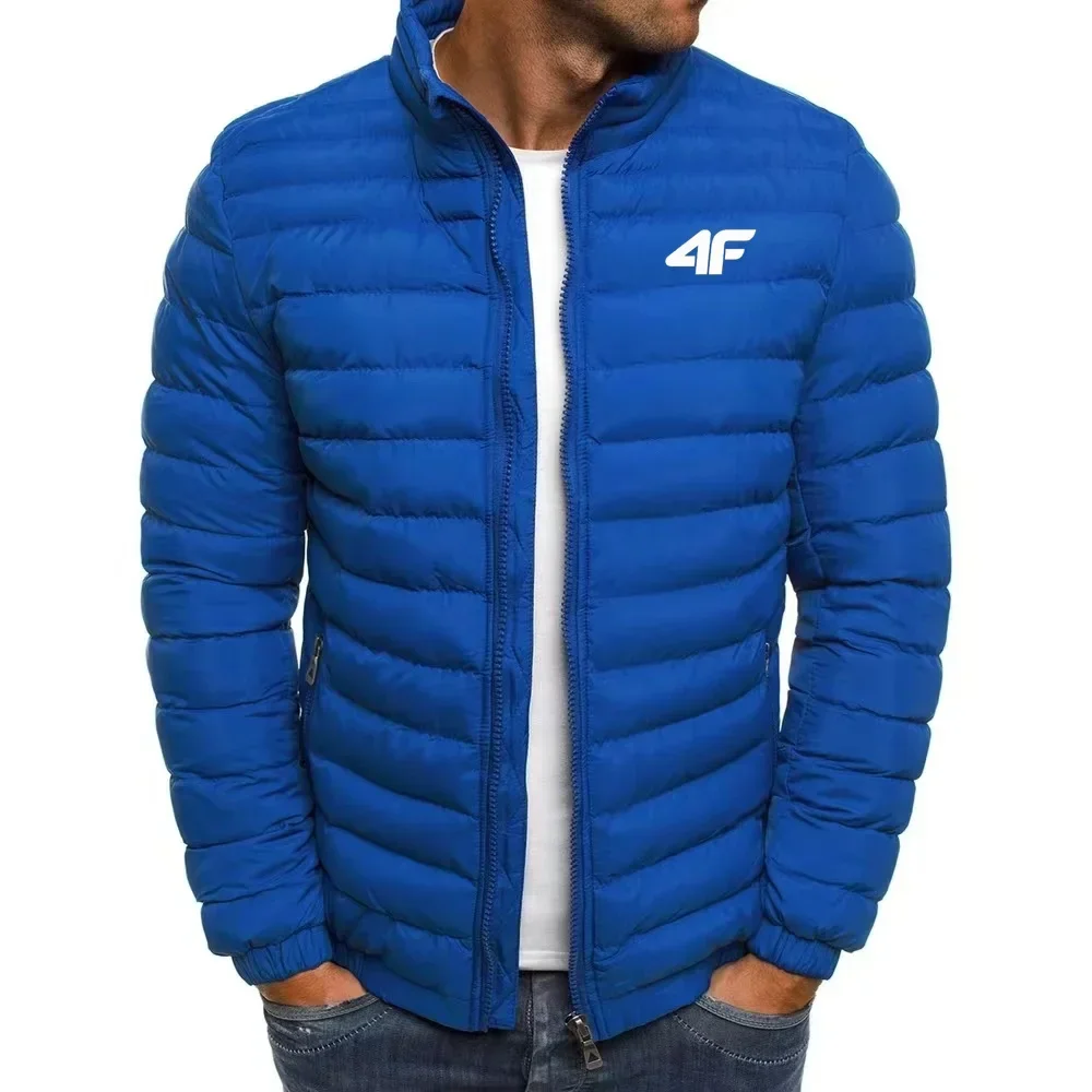 Jaqueta masculina com gola alta, casaco quente leve de algodão grosso, agasalhos térmicos de inverno com zíper, streetwear vintage outono inverno