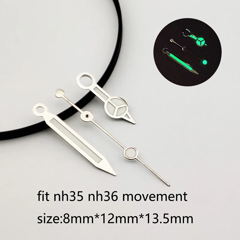 Silver Gold Rose Aiguille NH35 Hands Submariner Mercedes Diver Needles C3 Lumen Pointer for Seiko Watches Replacement Part