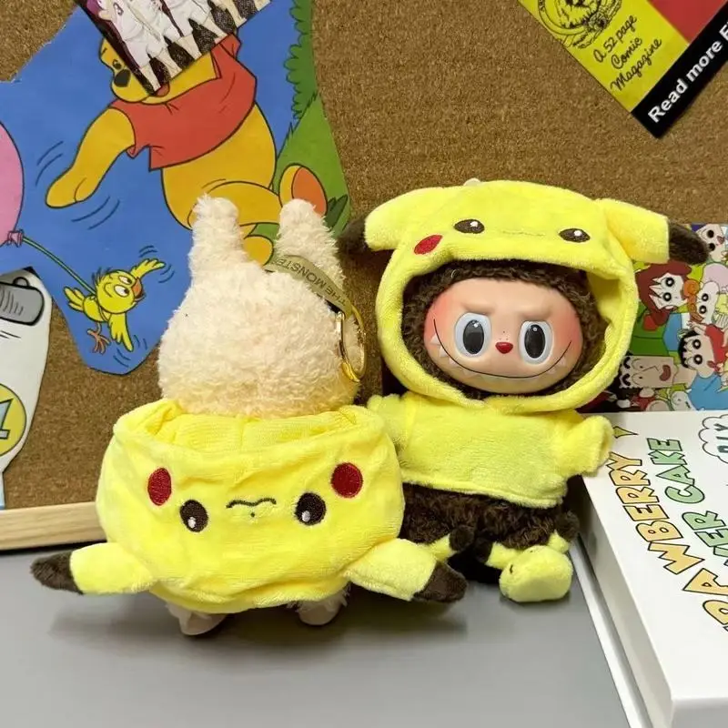 Neue Mini Plüsch Puppe Kleidung Set Nette Pikachu Anzug Cartoon 17 cm Labubu Vinyl Puppe Kpop Idol Puppe Kleidung Zubehör