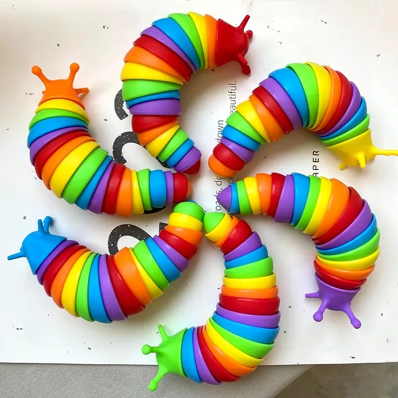สีสัน Slug Snail ของเล่นข้อต่อยืดหยุ่น 3D Slug Fidget ของเล่นทุกวัยบรรเทา Anti-ความวิตกกังวล Sensory ของเล่นเด็ก