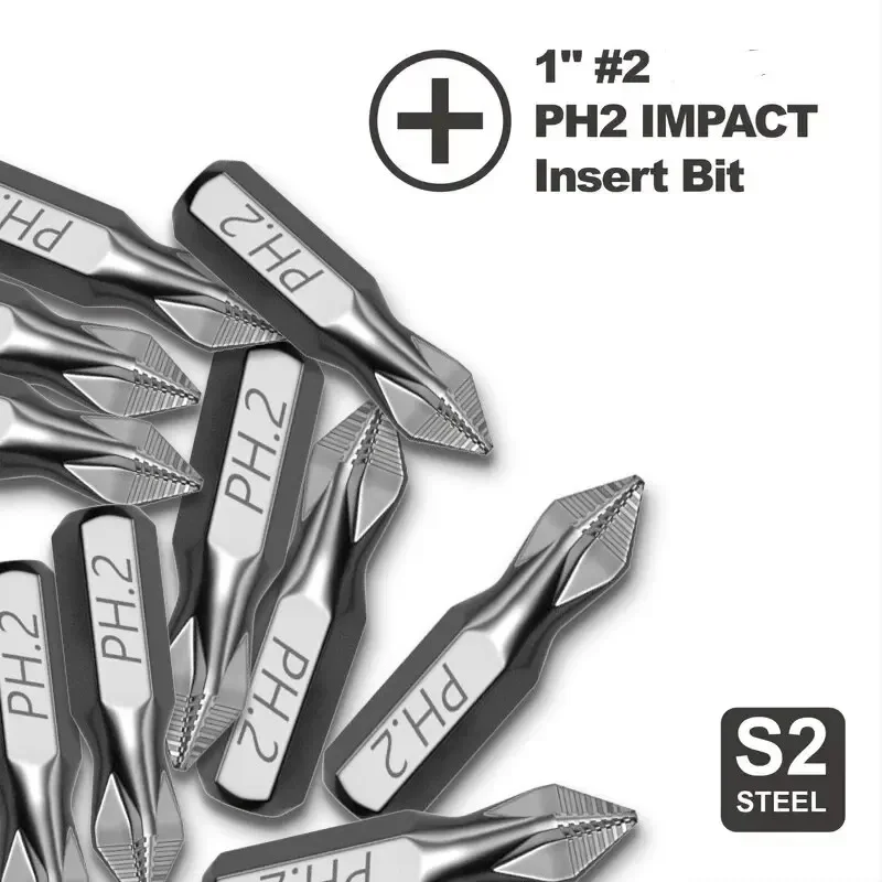 PH2 1-Inch Impact Screwdriver Bit for Plastic, Wood & Metal Processing