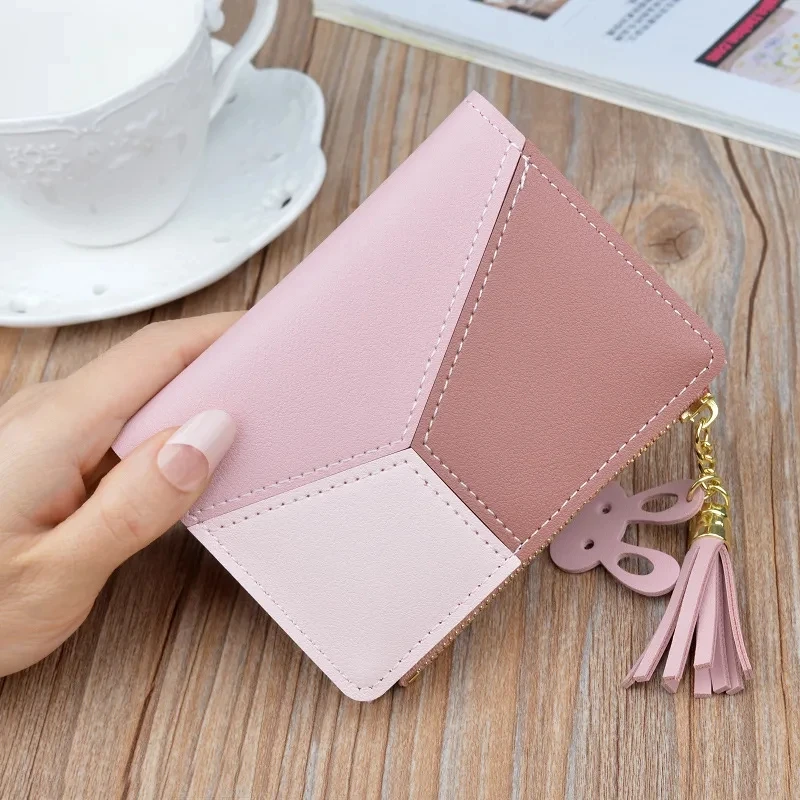 Portefeuilles de mode porte-monnaie dame sacs à main courts pochette Portable petits sacs à main femmes porte-cartes en cuir PU sacs d'argent pliables