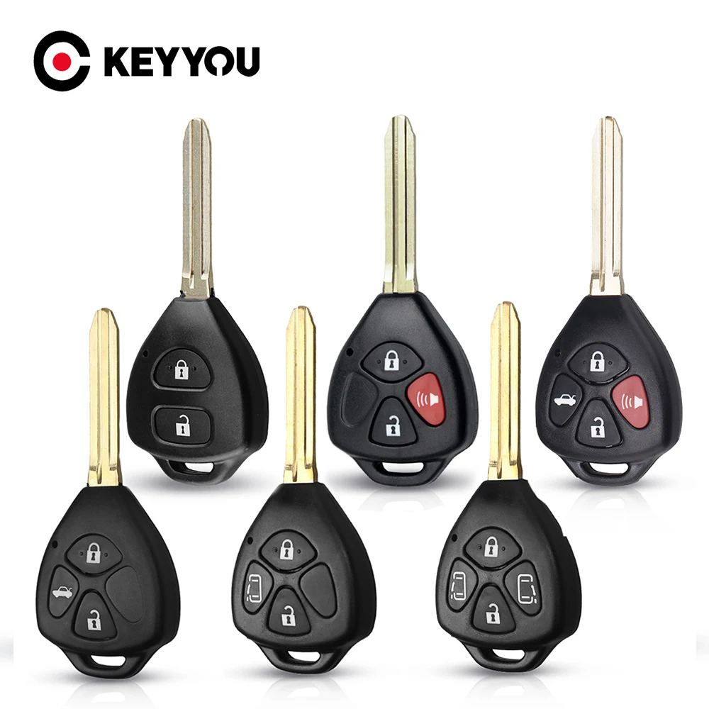 Carcasa de llave KEYYOU para Toyota Corolla Camry Reiz RAV4 Crown Avalon Venza Matrix en blanco 2/3/4 botones funda para llave de coche remoto hoja TOY43