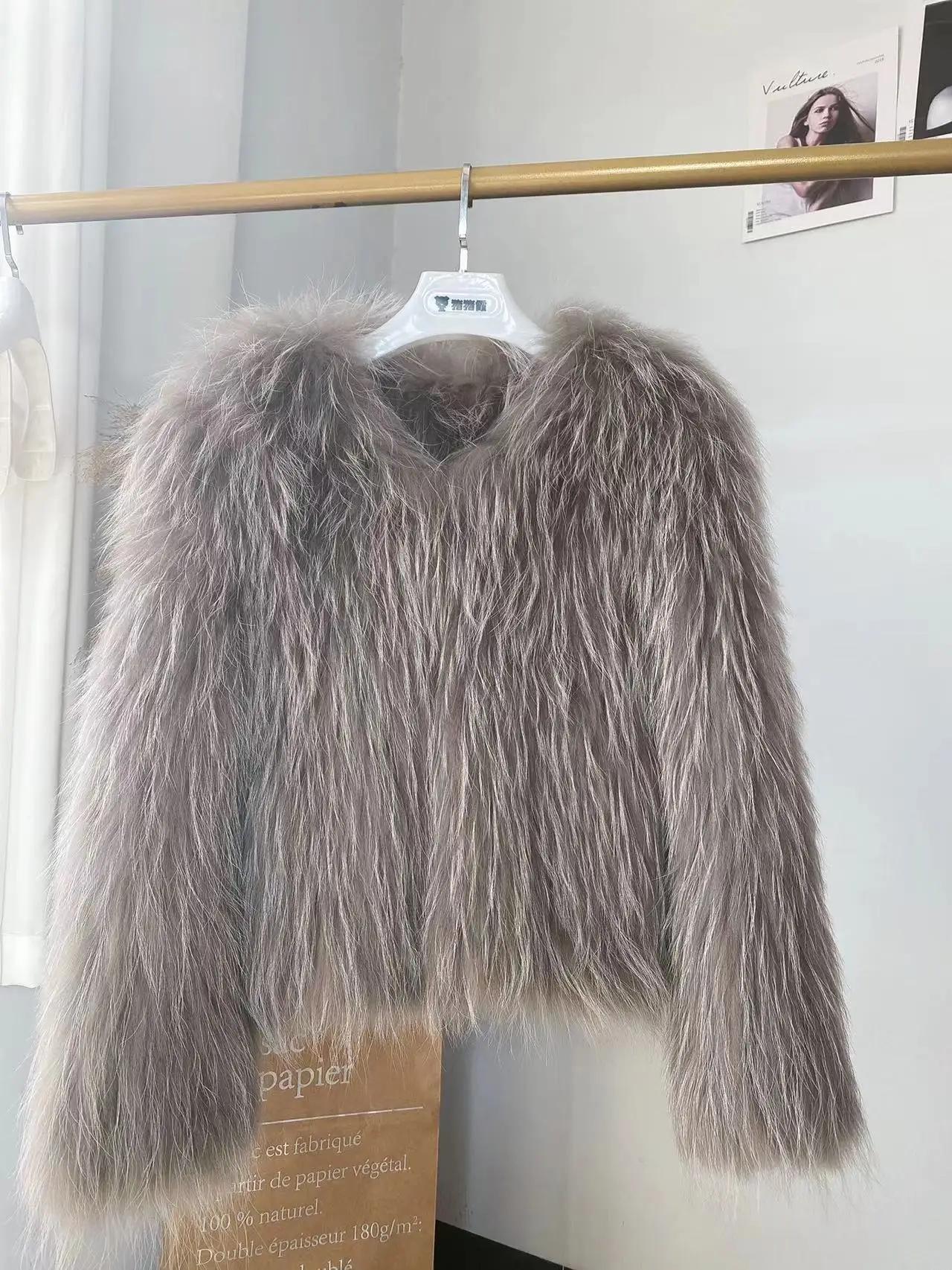2024 neue Winter echte Waschbär Pelzmantel Frauen doppelseitig gestrickt verdicken Natur pelz Jacke Langarm V-Ausschnitt