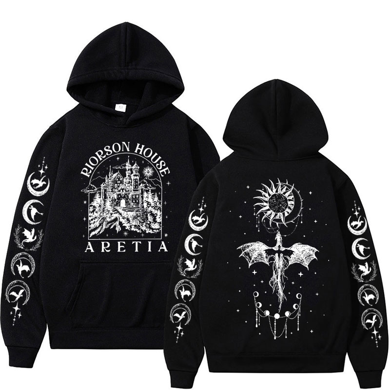 Xaden Riorson House 후드 철 불꽃 드래곤 라이더 네 번째 날개 엠블럼 스웨터 Basgiath War Men Fashion Cool Oversized 까마귀