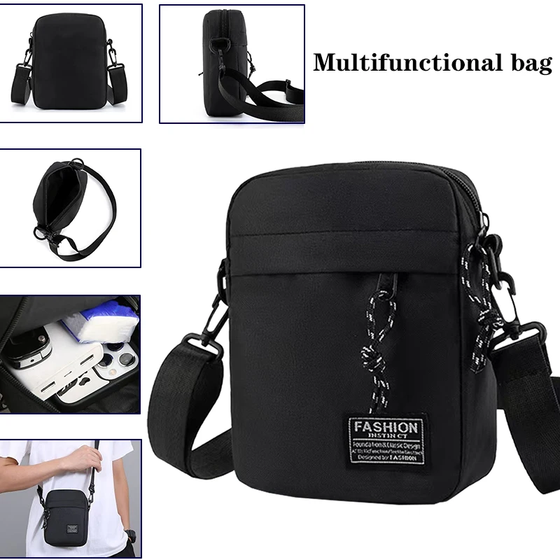 Bolsa masculina, disponível em design de ombro único ou transversal, adequada para uso diário durante a escola feita de material de náilon