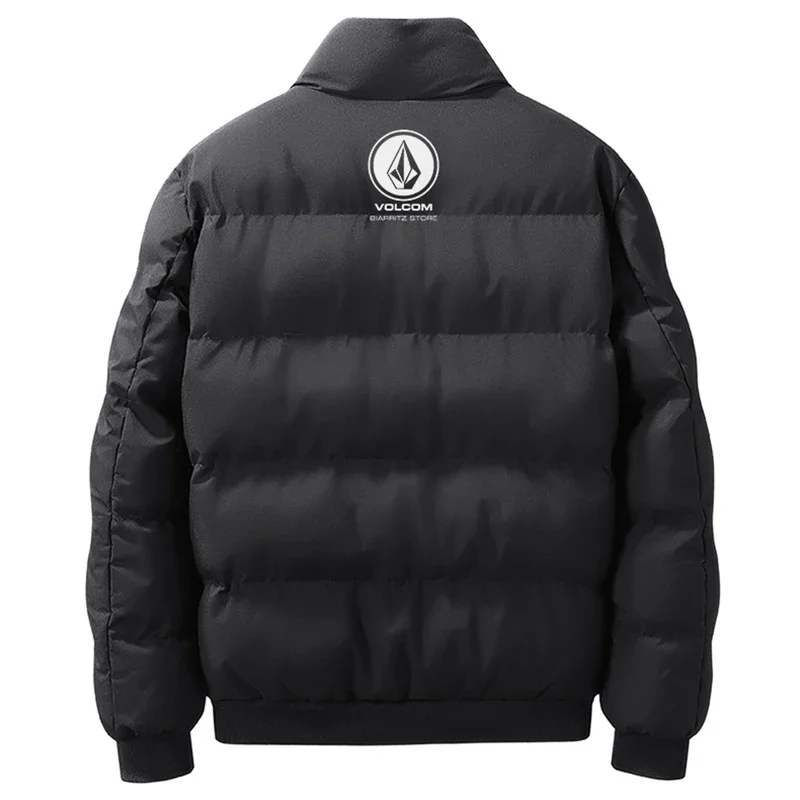 ฤดูใบไม้ร่วงและฤดูหนาว Volcom แฟชั่นซิปผู้ชาย Stand Up COLLAR พิมพ์เสื้อแจ็คเก็ตกลางแจ้ง windproof Casual Cotton JACKET