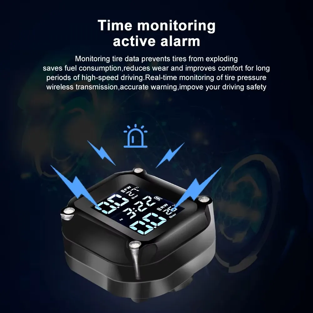 Monitor de presión de neumáticos de motocicleta combinado M5, pantalla Digital, Detector de presión de neumáticos inalámbrico externo para motocicleta