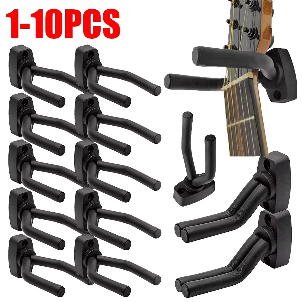 1 a 10 guitarra montada en la pared, ganchos negros en todos los tamaños, bajo, mandolina, banjo, instrumento de cuatro cuerdas, accesorios para guitarra