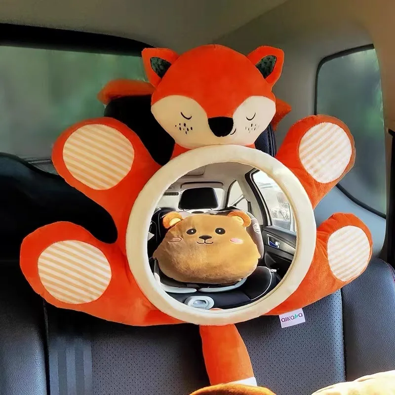 1 pièces miroir de voiture de bébé à vue facile, miroir de poupée de dessin animé de siège de voiture de sécurité pour arrière infantile, large vue cristalline, incassable