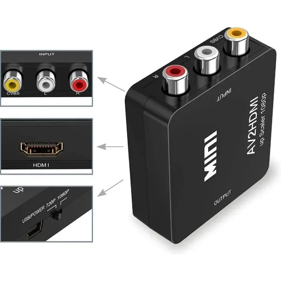 Convertitore RCA AV a HDMI compatibile AV/CVSB L/R Video Box HD 1080P 1920*1080 Supporto NTSC PAL Uscita AV a HDMI compatibile