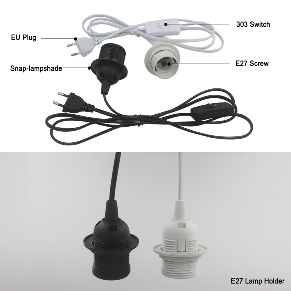 EU UNS Stecker 1,8 m Netzkabel Kabel E27 Volle Zähne Lampe Basis Halter Mit Schalter Draht Für Anhänger Led glühbirne lampe Zubehör