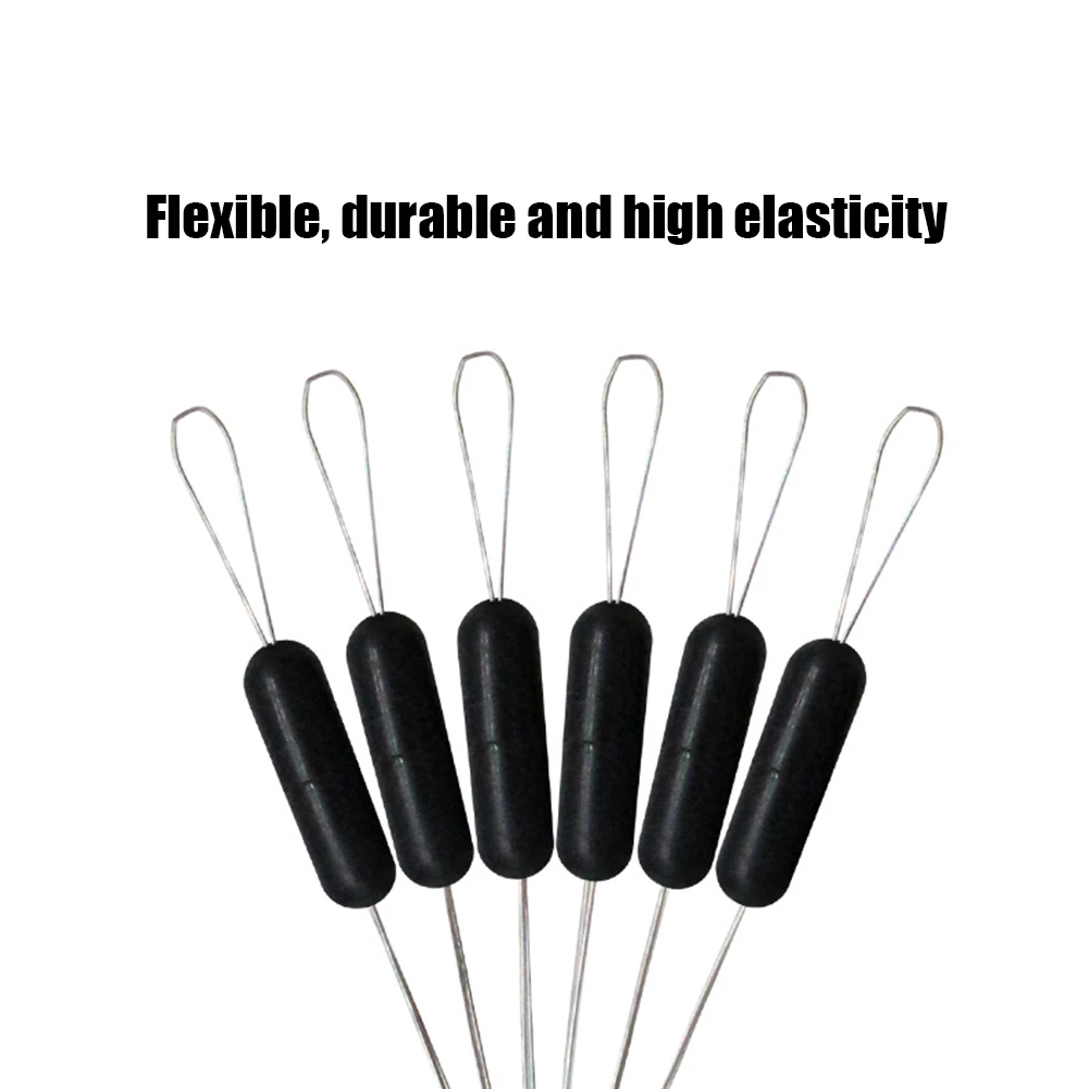 60Pcs 10Set Space Beans gomma attrezzatura da pesca alla carpa tappo ovale in gomma nera galleggiante da pesca Bobber Float Line stop