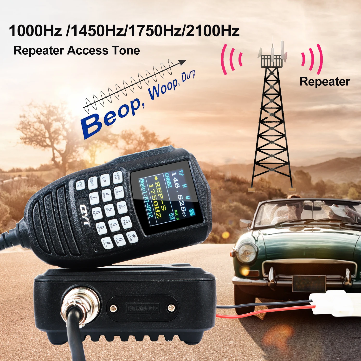 QYT KT-WP12 Walkie Talkie VHF UHF 70CM 2M 200Ch 25W Dual Band Mini Radio Amatorskie Mobilne FM z Funkcją VOX, Scramblerem i Mikrofonem Ręcznym